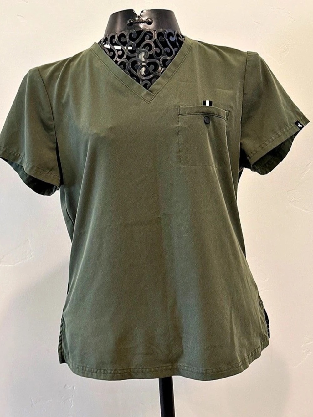Beyond Scrubs Olive and black Scrub Top